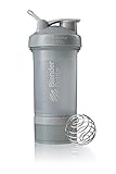 BlenderBottle ProStak System with 22-Ounce Bottle and Twist n' Lock Storage, Pebble Grey