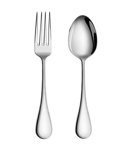 Artaste 56426 Rain 18/10 Stainless Steel Table Serving Spoons and Forks Set (Set of 6), Silver - Thumbnail 2