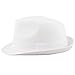 The Hat Depot Unisex Cotton Twill Herringbone Fedora Hat (L/XL, White)