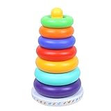 Kingseye Rainbow Stacking Tower with Music Tumbler, Sounds and 7 Colorful Plastic Ring Educational Toy Baby Toddler Sensory Stacking Toys ( 6 to 12 Months )