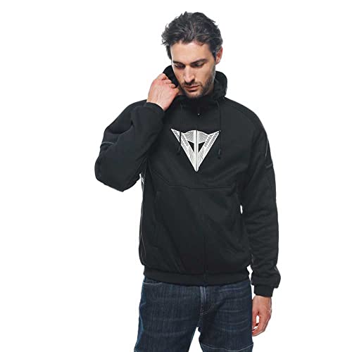 Dainese - Daemon-X Safety Hoodie Full Zip, Fabric Motorcycle Sweatshirt, Shoulder And Elbow Protectors, Mens Motorcycle Jacket, Black/Black/White, 58
