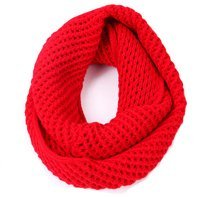 Unisex Xmas' Gift Warm Knit Thicken Hollow Out Neckerchief Infinity Scarf Shawl Red Unisex Xmas' Gift Warm Knit Thicken Hollow Out Neckerchief Infinity Scarf Shawl Red