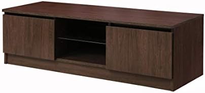 Timber Art Design UK Modern TV Unit 120cm Media Cabinet 2 Doors + Glass Shelf Wenge