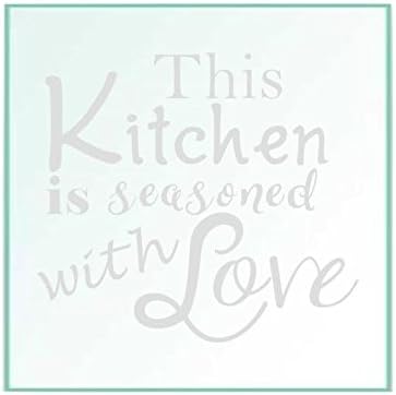 Handcrafted Etched "This Kitchen is seasoned with Love" Tempered Glass Cutting Board 10 x 10