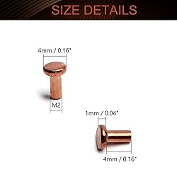 MroMax 200PCS Round Flat Head Rivet 0.16" x