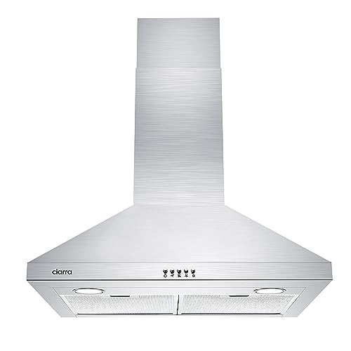 CIARRA Range Hood 30 inch Wall Mount 450 CFM Ductless Range Hood Vent for Kitchen Hood in Stainless Steel CAS75206P