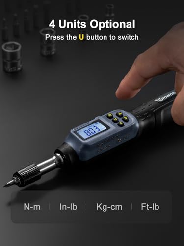 GROWNEER Digital Torque Screwdriver, 2.66-53.1 in-lbs/0.3-6 Nm, 1/4'' Drive Inch Pound Torque Screwdriver Electrician with Buzzer & LED Indicator, 27 in 1 Set