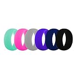 (Price/6 Pcs) GOGO Premium Women's Silicone Wedding Rings - 9 mm Wide(2 mm Thick) Flexible Wedding Bands - Great Gifts for Birthday or Anniversary