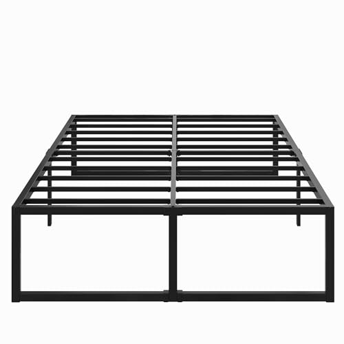 Lutown-Teen 46cm Base Cama Queen Size, No Necesita Somier, Base de Cama Queen Size con Resistentes Listones de Acero para Colchón, Fácil Montaje, Sin Ruido, Negro