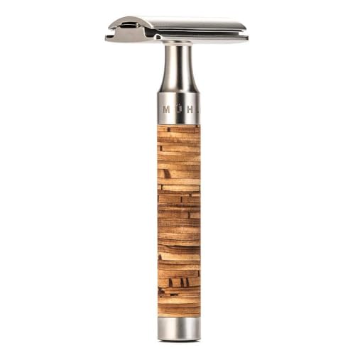 MUHLE Rocca Safety Razor, Stainless Steel and Birch Bark