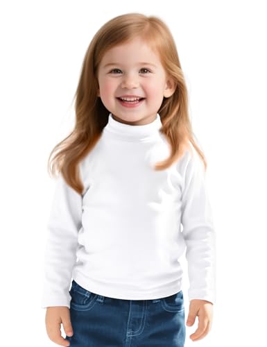 Witwot Toddler Girls Mock Turtleneck Shirts Cotton Baby Girl Long Sleeve Thermal T-Shirt Soft Basic Pullover Top Size 18M-5T