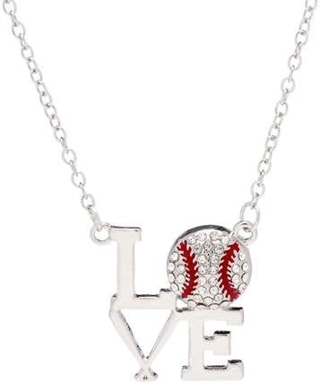Baseball or Softball Love Pendant Necklace - Quality Silver Jewelry Gift for Moms Players Girls Women