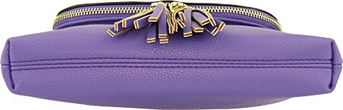 B BRENTANO Vegan Medium Flap-Over Crossbody Handbag with Tassel Accents (Ultra-Violet.)
