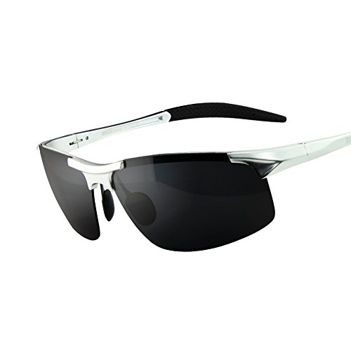 Duco Men's Sports Style Polarized Sunglasses Driver Glasses 8177S (Silver Frame Gray Lens)