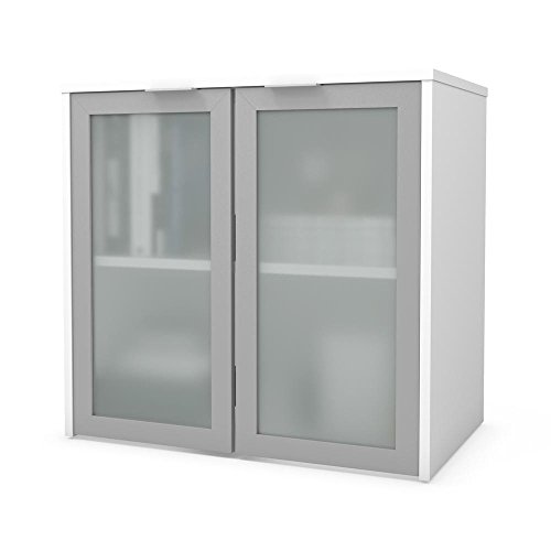 i3 Plus Hutch with Frosted Glass Doors in White