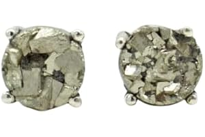 Gemma Amor Natural Raw Pyrite Stud Earrings, Solid 925 Sterling Silver, Fool's Gold, Bohemian Style, Gift for Her