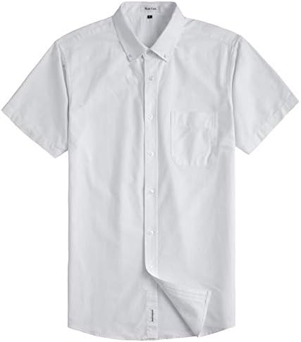 MUSE FATH Men's Casual Oxford Short Sleeve Shirt-Regular Fit Dress Shirt with Chest Pocket