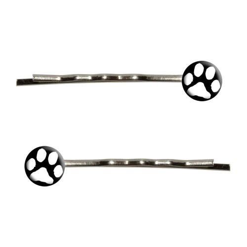 Graphics and More Paw Print White on Black Bobby Pins Barrettes Hair Styling Clips