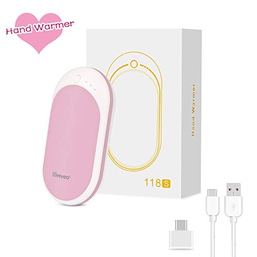 BEEYEO Rechargeable Hand Warmer, USB Hand Warmer Reusable Power Bank Portable Charger 5200mAh Hot Pocket Warmer Electric Handwarmers, Great Gifts for Men&Women in Cold Wether Winter 2 Years Warranty