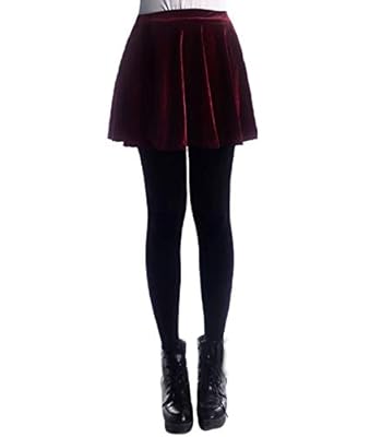 Daxvens Women's Vintage Velvet Stretchy Mini Flared Skater Skirt