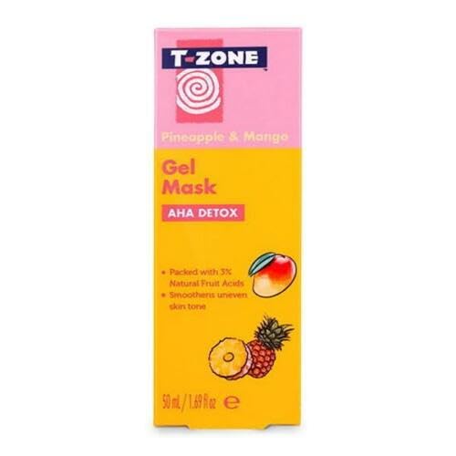 T-ZONE Pineapple & Mango AHA Detox Gel Mask - 50ml | Natural Fruit Acid (AHA) Cocktail for Smoother, Glowing Skin | Exfoliating and Moisturizing Formula with 3% AHA Blend | Cruelty-Free