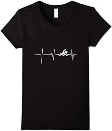 Womens Heartbeat Swimming T-Shirt Funny swimming shirt XL Black