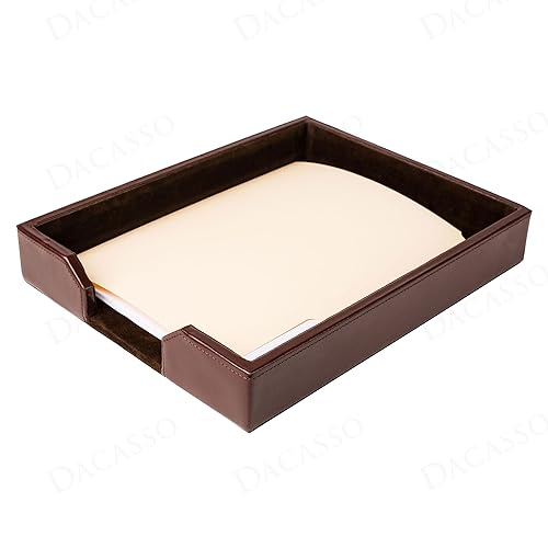 Dacasso Dark Brown Bonded Leather Luxury Letter Tray Holder - Paper Organizer f…