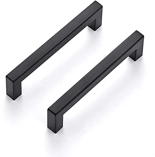 LONTAN 5 Pack Black Wardrobe Handles - Hole Center 320mm Cabinet Handles for Kitchen & Cupboard Doors Stainless Steel