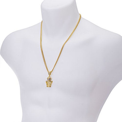 Metaltree98 14k Gold Plated Mini Basketball Rim Pendant 24" Cuban Link Chain CPB 1109 G