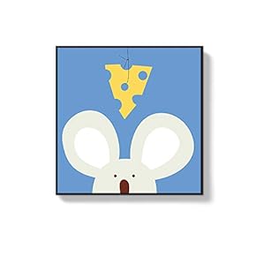 Framed Canvas Wall Art for Living Room, Bedroom Cute Cartoon Animals Canvas Prints for Home Decoration Ready to Hanging - 16x16 inches