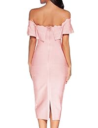 houstil Rayón de la mujer Off hombro Vendaje Bodycon Vestido De Fiesta