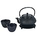 Happy Sales , Cast Iron Tea Pot Tea Set Black ARR w/ Trivet
