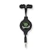 ReTrak Retractable Stereo Earbuds, Comfortable and Durable Design with Premium Stereo Sound, Black
