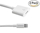 Lightning Extension Cable (2 Pack, 3 foot white) for iPhone 6, 6S, Plus, 7; Pass Video, Data, Audio Through Male to Female 8-Pin Cable. Dock Connector Extender Extension Cable for Lightning