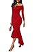 ONLYSHE Women's Pure Color Slim Fit Dress Pencil Dress High Low V-Neck Sexy Dress Red XX-Large