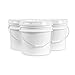 Ropak USA 3.5 gallon Food Grade White Plastic Bucket with Handle & Lid - Set of 3