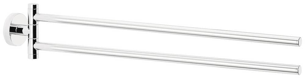 tesa EXXCELLENT Double Towel Holder - Wall-Mounted, Stainless-Steel Towel Holder with Two Swivel Arms - Waterproof, incl. Power.Kit Adhesive Solution - 84mm x 50mm x 457mm