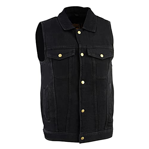 Milwaukee Leather DM1331 Men's Black Denim Motorcycle Biker Riders Vest w/Shirt…