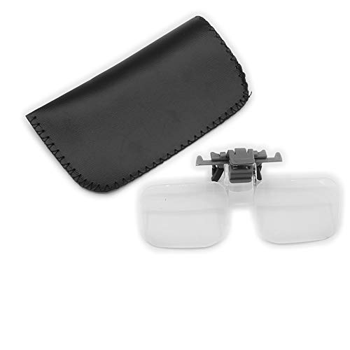 Beileshi Clip On and Flip Up 2X Magnifying Lens Glasses Clamping Piece Great for Reading Needlework Crafts Map Reading and Viewing Coins and Stamps