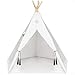 Nature's Blossom Kids Teepee Tent 6 Feet Tipi with Floor, Five Poles, Window Carrying Bag. Foldable Playhouse for Indoor or Outdoor Play. Popular Gift for Thanksgiving Christmas, Off-White, X-Large