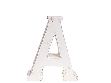 kadoh Buchstabe „A“ (medium) Holz Höhe 20 cm Vintagelook shabby-chic creme-weiß
