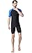 BIKMAN One-Piece Snorkeling Surfing Swim Suit Short Sleeves Plus Size Swimwear- Sun Protection (S(Weight:93.5lbs-121lbs), Blue)