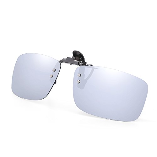 Besgoods Polarized Clip-on Flip up Metal Clip Sunglasses Lenses Glasses Unbreakable Driving Fishing Outdoor Sport New-Royal Blue Mirror Silver Mirror (Silver)