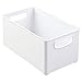 mDesign Kitchen Cabinet and Pantry Storage Organizer Bin - Deep, White