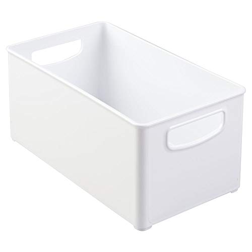 mDesign Kitchen and Pantry Storage Organizer Bin Deep, White