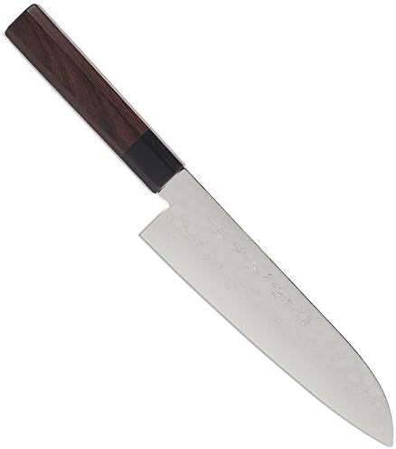 Kikuichi Warikomi Damascus Santoku Knife 7 inch - Rosewood Handle