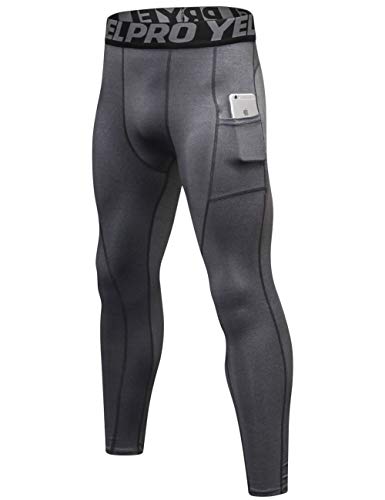 Lavento Men's Compression Pants Baselayer Cool Dry Pocket Running Ankle Leggings Active Tights (3 Pack-3911 Black/Gray/White,X-Large) - Thumbnail 3