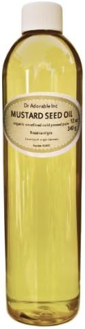Premium Mustard Seed Oil 12 Oz Cold Pressed Unrefined Organic Pure