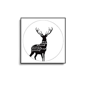 Framed for Living Room Bedroom Black and White Deer for