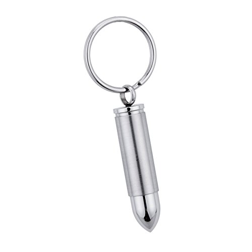 Stainless Steel Bullet Pendant Cremation Urn Keychain Memorial Keepsake Ashes Jewelry